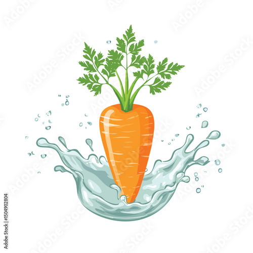 Carrot splash Colorful Vector in Adorable Comic Style with Expressive Lines.