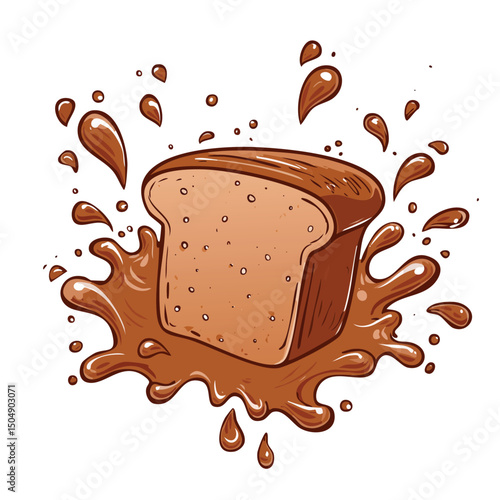 Rye Bread splash Colorful Vector in Adorable Comic Style with Expressive Lines..