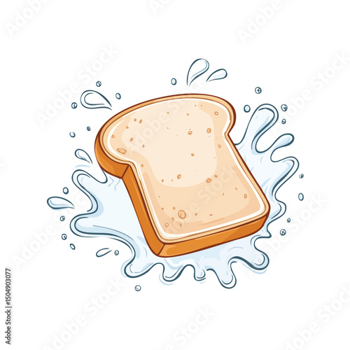 White Bread splash Colorful Vector in Adorable Comic Style with Expressive Lines..