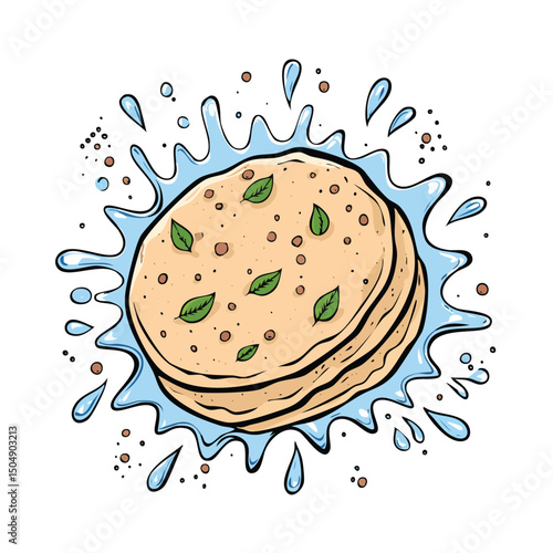 Paratha splash Colorful Vector in Adorable Comic Style with Expressive Lines..