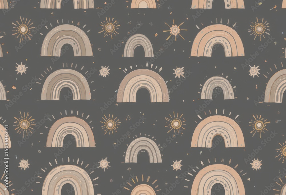 Seamless vector pattern design features church architecture with decorative floral elements and window icons, a colorful religious illustration Seamless vector pattern design features church architecture with decorative floral elements and window icons, a colorful religious illustration