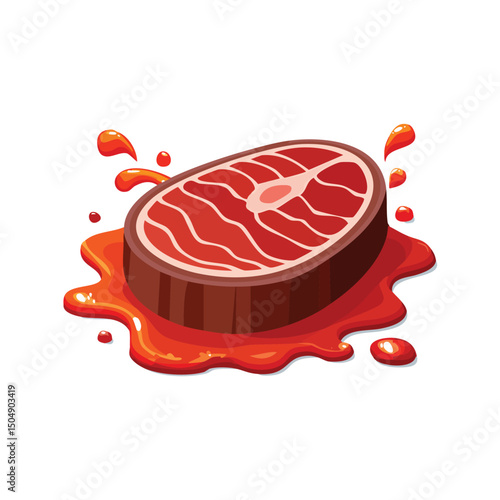 Beef Steak with Sauce Splash creative isometric illustration with layered dimension and depth cues.