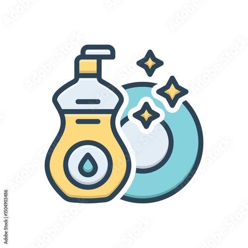 Color illustration icon for dishwashing liquid