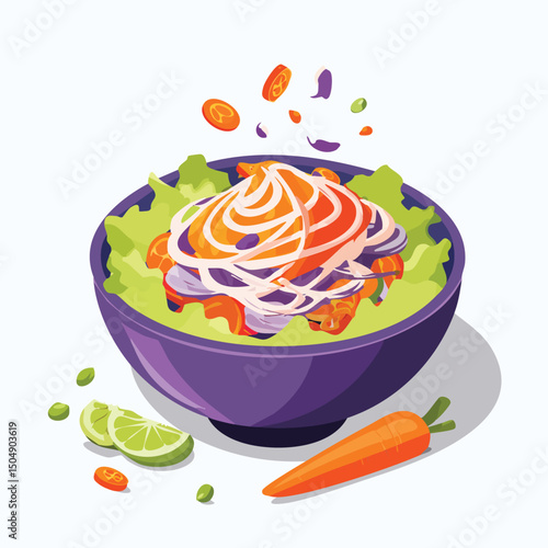 Coleslaw with Sauce Splash creative isometric illustration with layered dimension and depth cues.