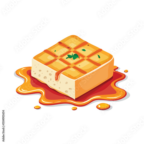 Grilled Cheese with Sauce Splash creative isometric illustration with layered dimension and depth cues.