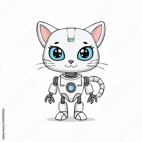British Shorthair Robot vector illustration in hand-drawn sketch style with minimalist detail