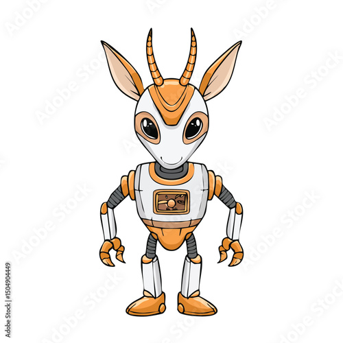 Springbok Robot vector illustration in hand-drawn sketch style with minimalist detail