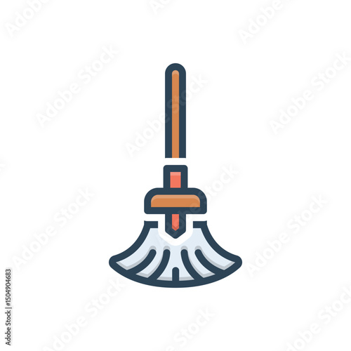 Color illustration icon for broom