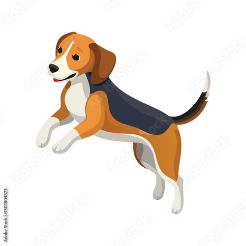 Beagle jump Adobe Illustrator Artworkisometric vector illustration with clean geometry and modern design
