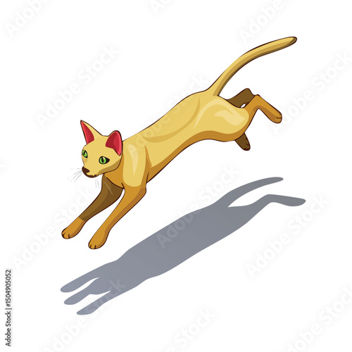 Oriental Shorthair jump Adobe Illustrator Artworkisometric vector illustration with clean geometry and modern design