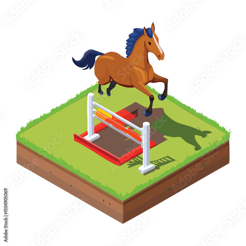 Horse jump Adobe Illustrator Artworkisometric vector illustration with clean geometry and modern design