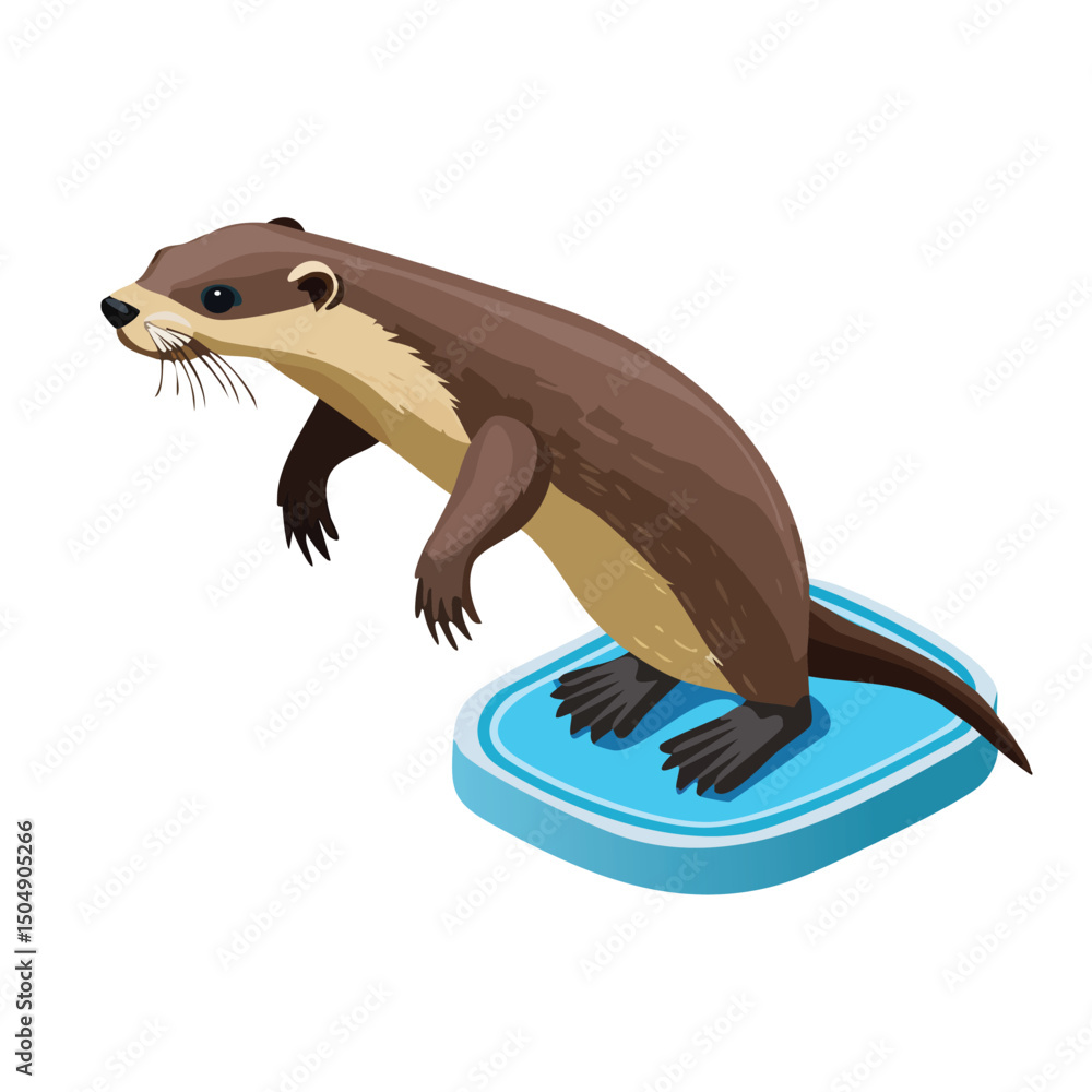 Fototapeta premium Otter jump Adobe Illustrator Artworkisometric vector illustration with clean geometry and modern design