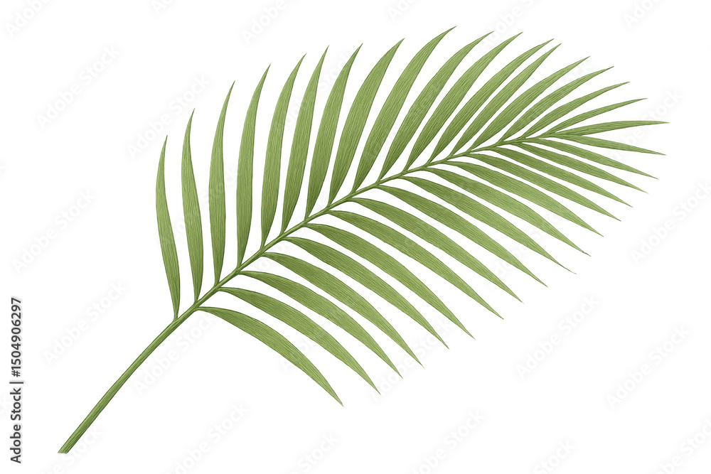 Fototapeta premium Palm leaf casting vivid shadow, representing lush tropical vegetation against clean transparent backdrop