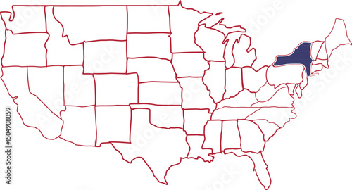 New York Map vector, united states of america map.