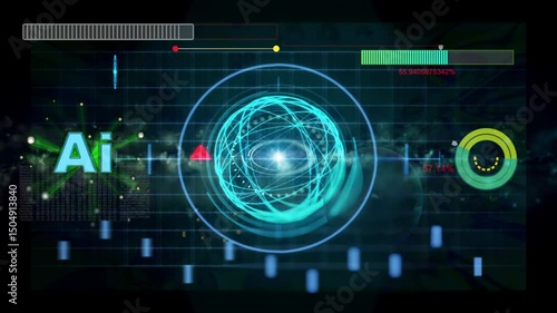 Scan futuristic HUD interface design circular scanning motion perfect AI technology dashboard stock market analytics fintech presentations sci fi projects cyber data visualization Ideal tech video