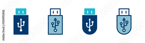 Usb icon vector isolated on white background. Flash disk icon vector