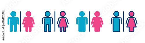 Toilet icon vector isolated on white background. Toilet sign. Man and woman restroom sign vector. Male and female icon