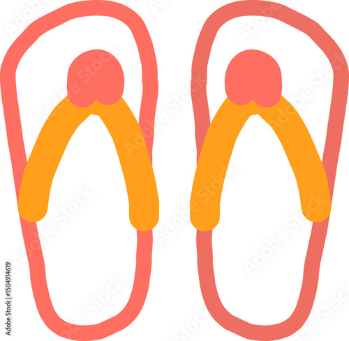 beach sandals icon, illustration of cheerful colored beach sandals, rubber sandal icon