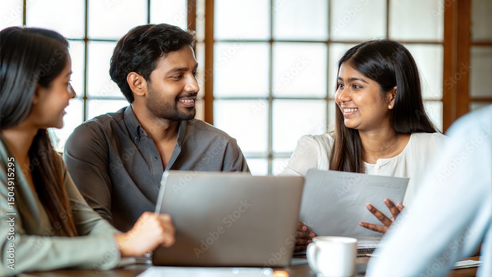 Young Indian Business Professionals Brainstorming Ideas Around Table
Young Indian Business Professionals Brainstorming Ideas Around Table
