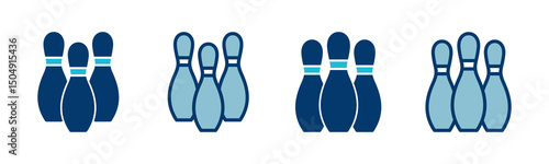 Bowling game Pin Icon vector isolated on white background. Bowling icon, ball and pin