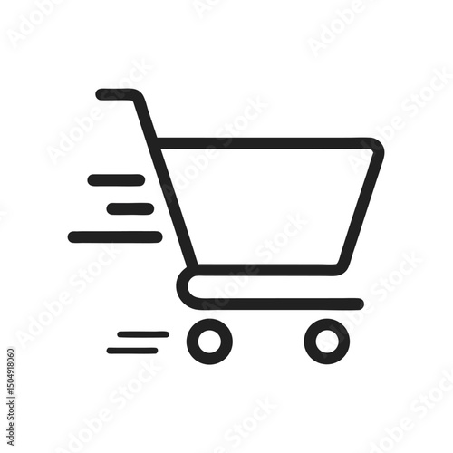 Shopping cart icon in line style. Shopping cart symbol. Shopping cart sign. Transparent background. Shopping