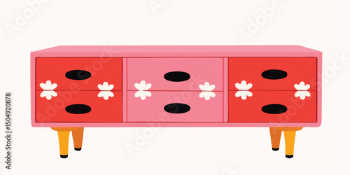 A vibrant and artistic chest of drawers, with colorful design and stylish flair, is the perfect storage solution to bring functionality and aesthetic.