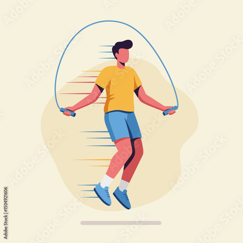 Man Jumping Rope for Fitness and Exercise in Casual Sportswear