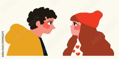 Two individuals, deeply engrossed in the magic of a connection. A depiction of pure connection and tenderness between two young lovers.
