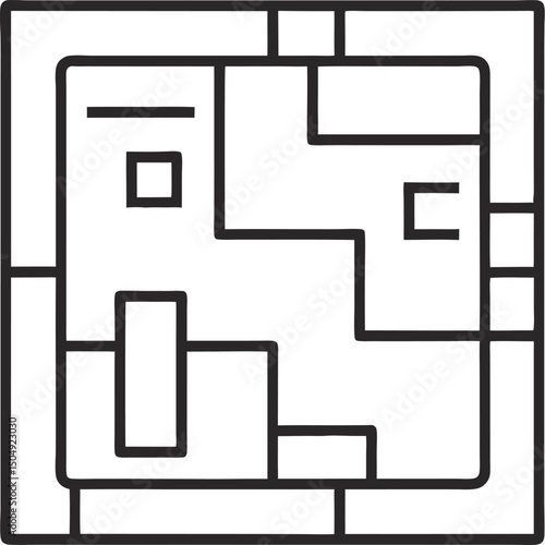 House plan editable stroke outline icon isolated on white background flat vector illustration. Pixel perfect. 64 x 64.