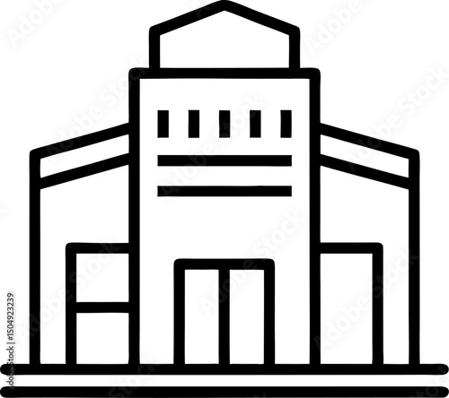 Shopping mall store retail building shop market commerce center business architecture outline icon design