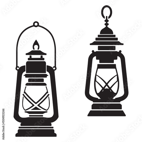 Lantern vector on a white background, vector lantern icon, silhouette lantern icon.