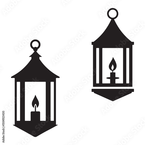 Lantern vector on a white background, vector lantern icon, silhouette lantern icon.