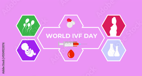 World IVF Day. Celebrate World IVF Day on July 25. Celebrating the Miracle of Life and the Science of Hope and in vitro fertilization in helping millions achieve parenthood. Banner social media design