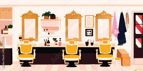 An inviting barber shop interior bathed in natural light, the vintage barber chairs, gleaming mirrors, and classic decor evoking a sense of timeless style and tradition.