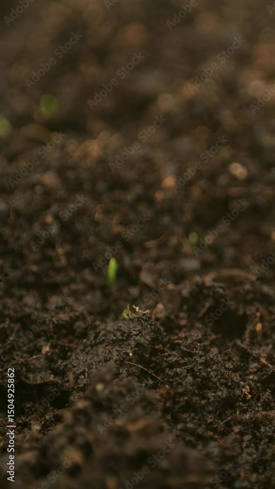 Growing seeds rising from soil vertical time lapse video. Growing seeds rising from soil vertical time lapse video.