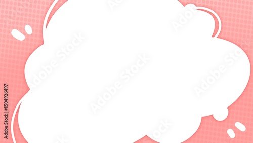 Colorful pink comic-style background with a white speech bubble