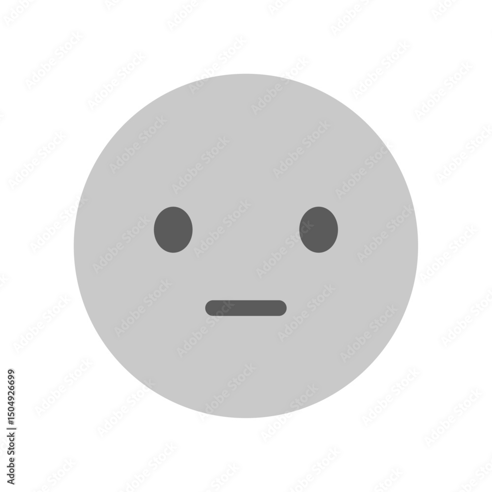 Fototapeta premium 無表情でフリーズした真顔の絵文字 - スン…とした無言や無感情なイラスト素材