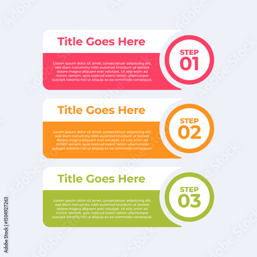 Three step infographic template.