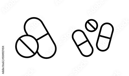 Pills icon logo design. capsule icon. Drug sign and symbol