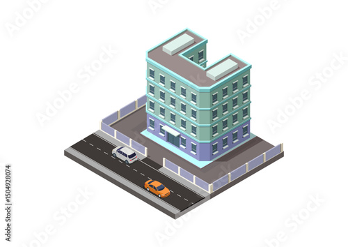 Isometric modern hotel or office building