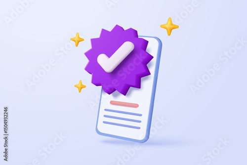 3d check mark icon isolated on mobile phone. check list button best choice for right, success, tick, accept, agree on application. choose icon vector with shadow 3D rendering illustration