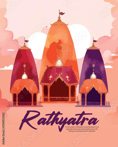 Happy Rathyatra Festival | Lord Jagannath Puri Yatra | Chariot Festival India | Social Media Greeting Design