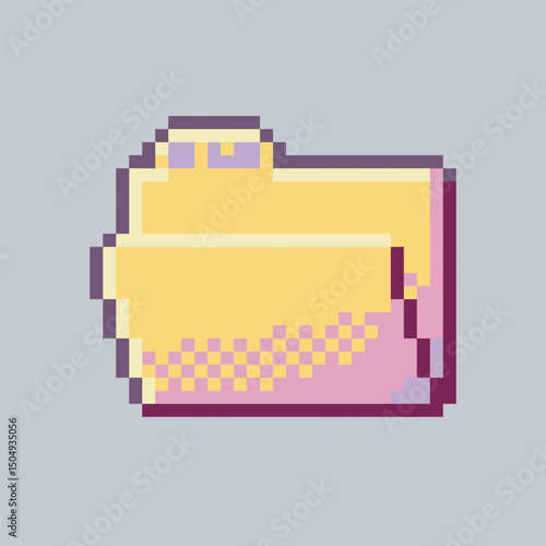 folder file sign in pixel art style with isolated background