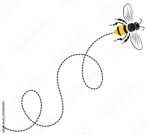 Flying Bee with Dotted Flight Path