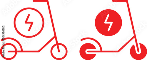 electric scooter, red, transportation, urban, modern, minimalist, line art, simple, vector illustration