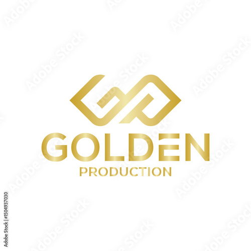 Luxurious Golden Production logo featuring elegant gold tones and a sleek film reel or spotlight icon, perfect for media companies, film studios, and creative agencies symbolizing quality and prestige