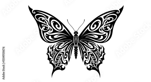 vector art line of butterfly sketch tribal shape pattern