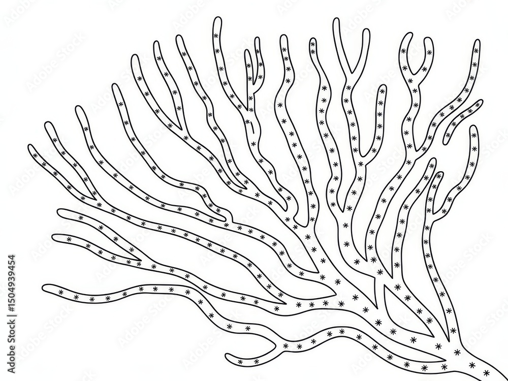 Starry Sea Coral Branch Patterned Marine Life Illustration Detailed Design Starry Sea Coral Branch Patterned Marine Life Illustration Detailed Design