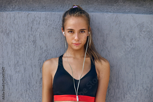 Pretty sporty woman portrait outdoors