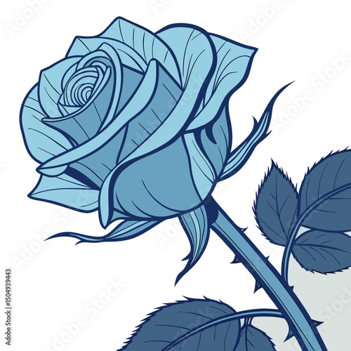 Blue rose on Blue stem